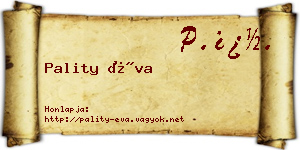 Pality Éva névjegykártya